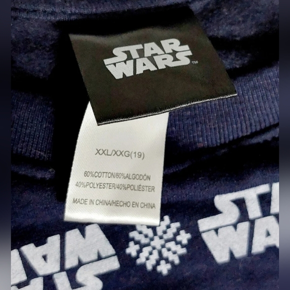 Disney Navy Blue Star Wars Bah Humbug Christmas Sweater (size Jr. 2X 19) - Picture 3 of 7